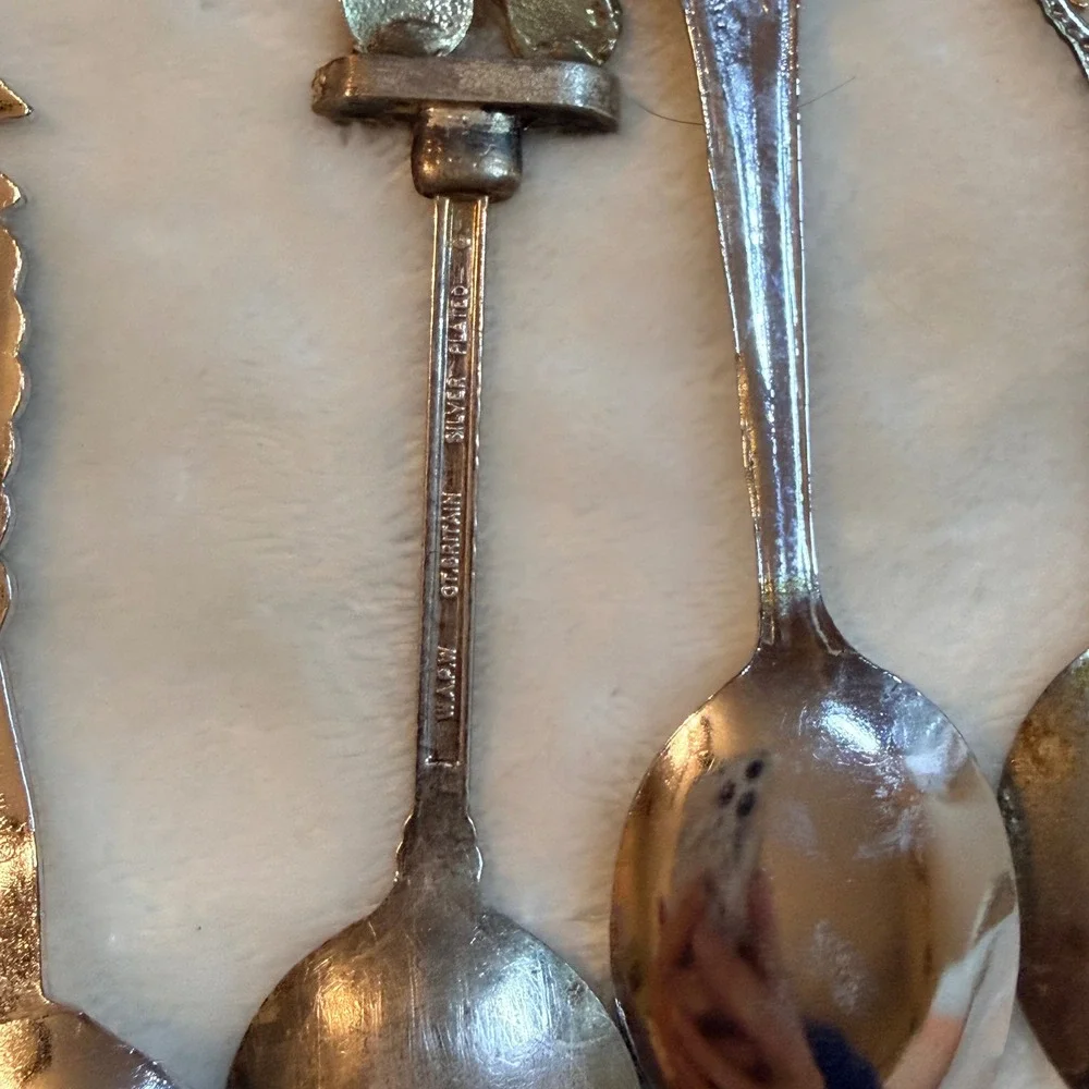 Vintage Souvenir Collector Spoon Lot 9pc Florida Nashville Kansas Oklahoma DC